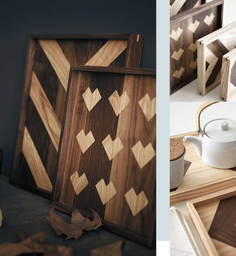 Walnut-Dessert-Plate-Wooden-Serving-Tray-Afternoon-Tea-Coffee-Cake-Plates-Square-Geometric-Desserts-Food-Organizer-Table Decor-014