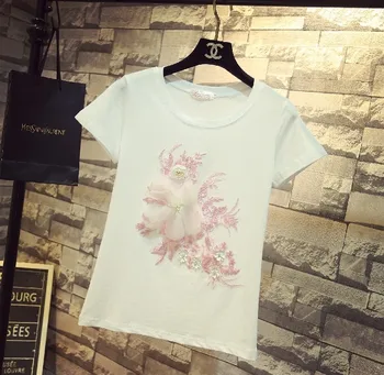 2019 New Summer Fashion Short Sleeve Women Tshirts Pink Lace Embroidery Flower Slim Basic Top Students Cotton T-shirt White
2019 New Summer Fashion Short Sleeve Women Tshirts Pink Lace Embroidery Flower Slim Basic Top Students Cotton T-shirt White