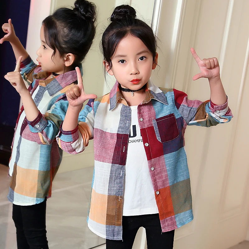 2018 New Girls Plaid Shirts High 100% Cotton Children Bottons Clothes Autumn Full Length Wear for Kids Girls Shirts
2018 New Girls Plaid Shirts High 100% Cotton Children Bottons Clothes Autumn Full Length Wear for Kids Girls Shirts
