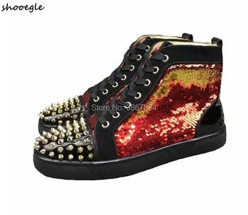 SHOOEGLE Casual Shoes EU 39-47 Men Espadrilles Shoes Glitter Studs Sneakers High Top Rivets Platforms Fashion Men Thick Flats
SHOOEGLE Casual Shoes EU 39-47 Men Espadrilles Shoes Glitter Studs Sneakers High Top Rivets Platforms Fashion Men Thick Flats