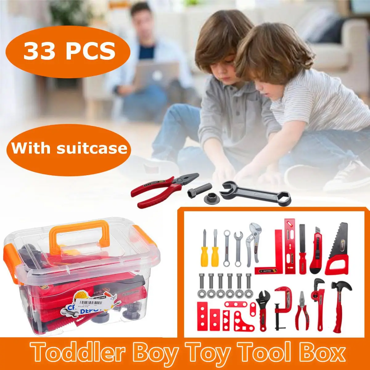 33pcs/set Children's Tool Set Toy Simulation Repair Tool Drill Screwdriver Repair Kit Play House Boy and Girl Puzzle Toy
33pcs/set Children's Tool Set Toy Simulation Repair Tool Drill Screwdriver Repair Kit Play House Boy and Girl Puzzle Toy
