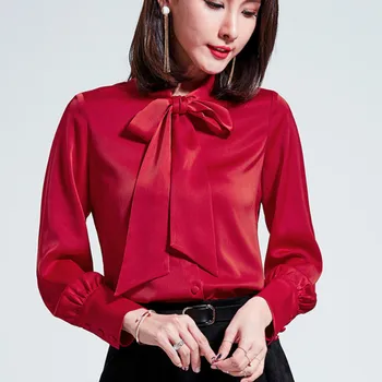 2019 Spring big size long sleeve bow tie satin shirts women work wear office satin blouses lady casual silk shirt silk bow top
2019 Spring big size long sleeve bow tie satin shirts women work wear office satin blouses lady casual silk shirt silk bow top