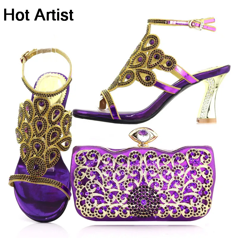 Hot Artist High Quality Rhinestone Purple Shoes And Bag Set Italian Desgin High Heels Shoes And Bag Set For Party Dress YK-259
Hot Artist High Quality Rhinestone Purple Shoes And Bag Set Italian Desgin High Heels Shoes And Bag Set For Party Dress YK-259