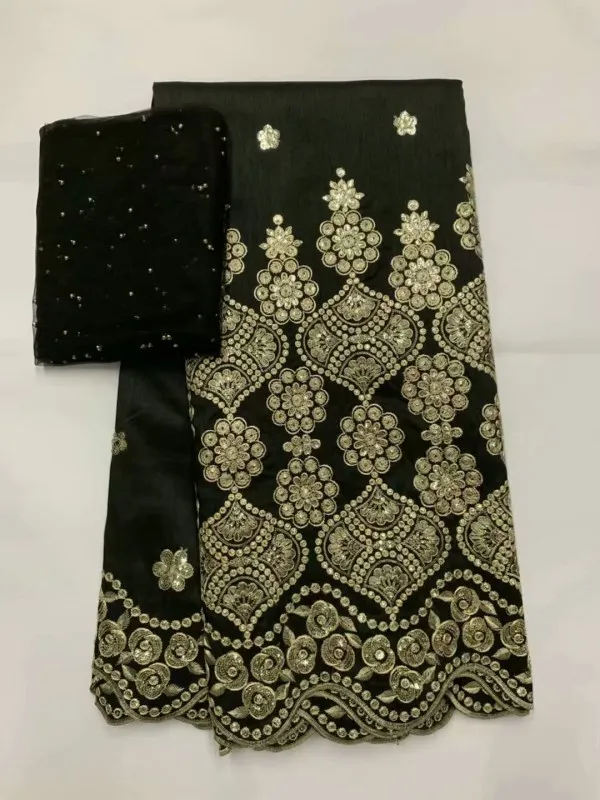 High Quality black Indian African George Fabric Wrappers Hot beads Lace Fabrics Set with Blouse for Wedding FFB6-14
High Quality black Indian African George Fabric Wrappers Hot beads Lace Fabrics Set with Blouse for Wedding FFB6-14