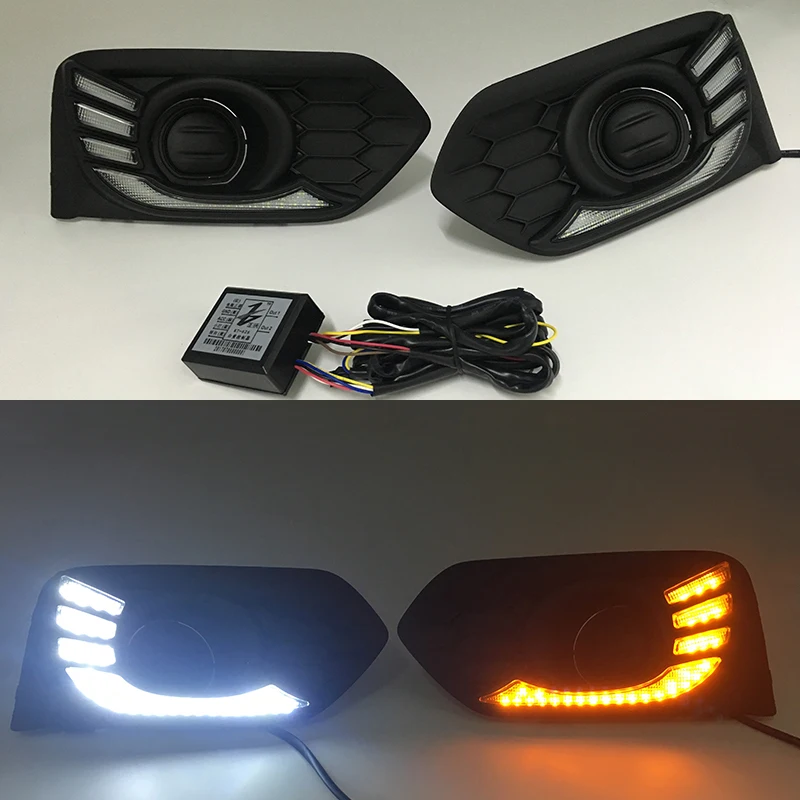 Car Flashing 1 Set LED DRL LED Daytime Running Light daylight fog lamp cover with Yellow Turning For Honda City 2017 2018
Car Flashing 1 Set LED DRL LED Daytime Running Light daylight fog lamp cover with Yellow Turning For Honda City 2017 2018