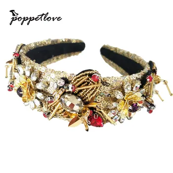 Vintage Baroque Hand-sewn sequins Tiara Gold Bee Crown Retro Rhinestone Hairbands Bridal Wedding Hair Accessories Jewelry
Vintage Baroque Hand-sewn sequins Tiara Gold Bee Crown Retro Rhinestone Hairbands Bridal Wedding Hair Accessories Jewelry