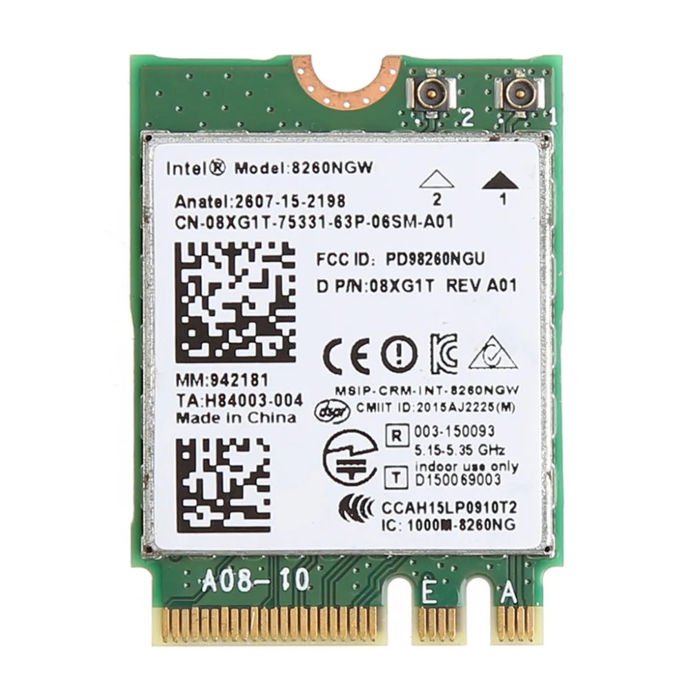 Dual Band 867M 2.4+5G Bluetooth V4.2 Wireless Wifi WLAN Card Mini PCI Express Port For Intel 8260 8260NGW AC DELL 08XJ1T
Dual Band 867M 2.4+5G Bluetooth V4.2 Wireless Wifi WLAN Card Mini PCI Express Port For Intel 8260 8260NGW AC DELL 08XJ1T