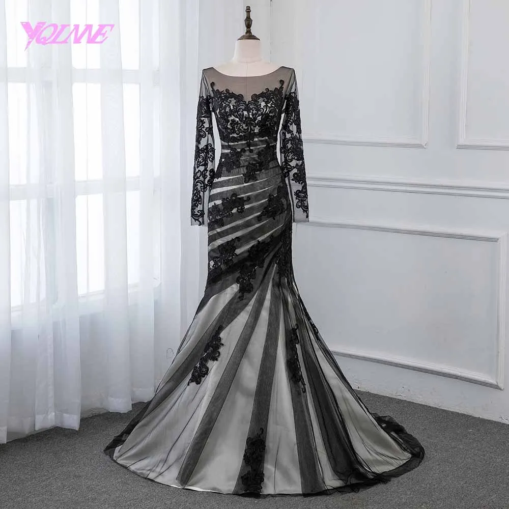 YQLNNE Black Lace Long Sleeve Mermaid Prom Dresses 2019 Appliques Evening Gown Backless Formal Gown
YQLNNE Black Lace Long Sleeve Mermaid Prom Dresses 2019 Appliques Evening Gown Backless Formal Gown