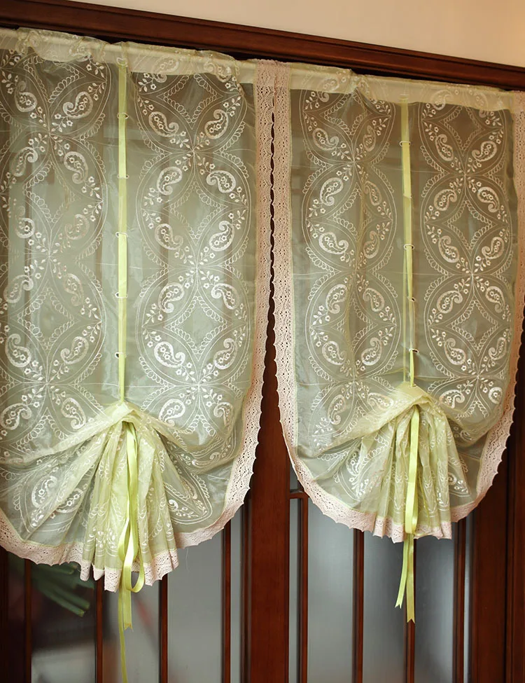 New sale! Green embroidered voile with coffee lace balloon curtain Romatic pastoral roman curtain The finished curtain
New sale! Green embroidered voile with coffee lace balloon curtain Romatic pastoral roman curtain The finished curtain