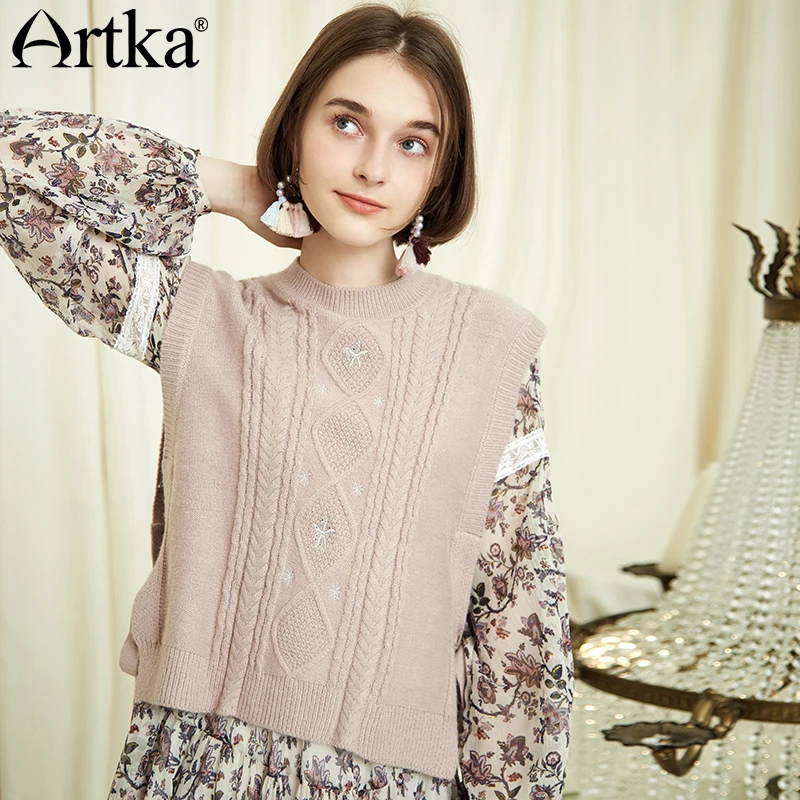 ARTKA 2018 Осень Зима Новый женский винтажный вышитый завязанный бант галстук