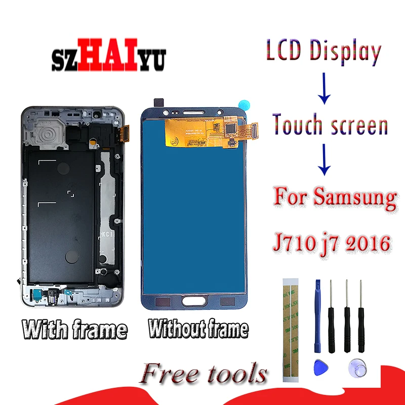 szHAIyu Brihtness Adjustable LCD Display Touch Screen For Samsung J7 2016 J710 J710FN J710F Digitizer LCD Screen Assembly Frame
szHAIyu Brihtness Adjustable LCD Display Touch Screen For Samsung J7 2016 J710 J710FN J710F Digitizer LCD Screen Assembly Frame