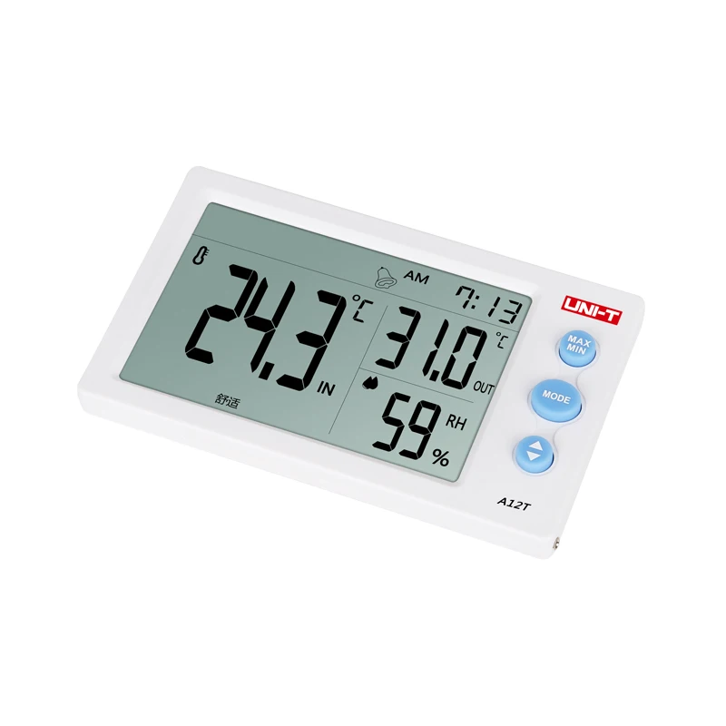 UNI-T A12T Digital LCD Thermometer Hygrometer temperature Humidity Meter Alarm Clock Weather Station Indoor Outdoor instrument
UNI-T A12T Digital LCD Thermometer Hygrometer temperature Humidity Meter Alarm Clock Weather Station Indoor Outdoor instrument