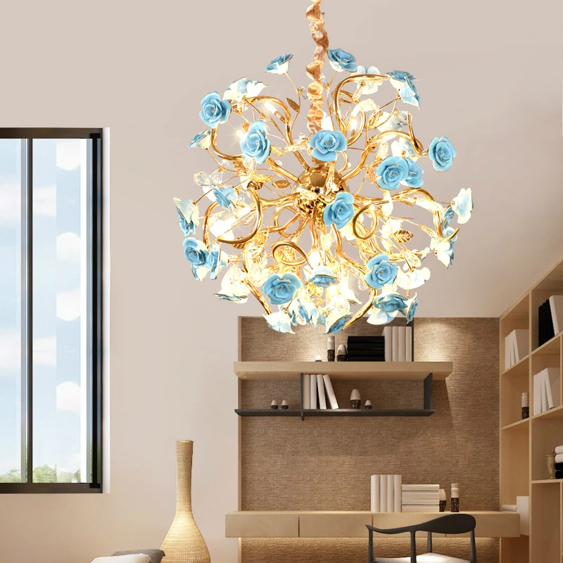 French pastoral LED chandeliers Rose creative hanging lights crystal pendant lamps living room lighting restaurant luminaires
French pastoral LED chandeliers Rose creative hanging lights crystal pendant lamps living room lighting restaurant luminaires