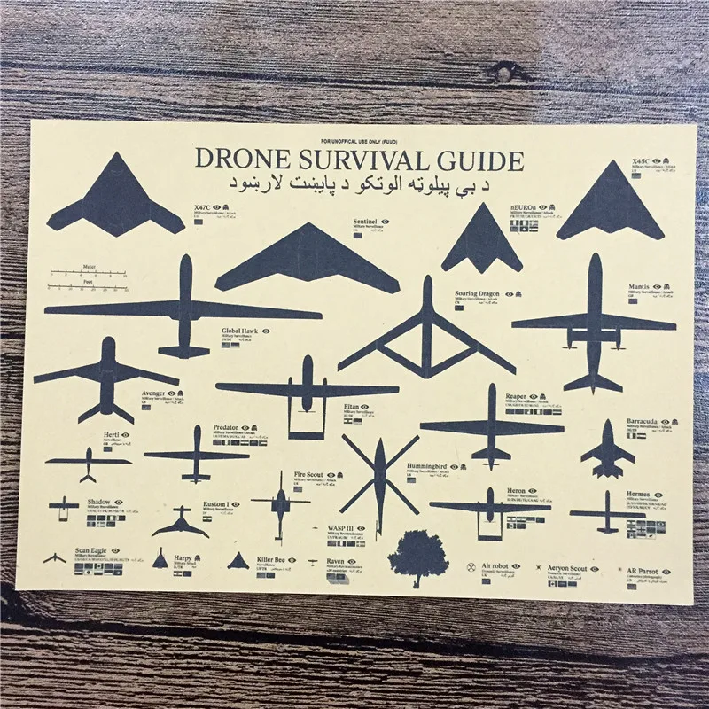 New arrival SPF-235 Vintage kraft paper "Drone survival guide" pictures for wall poster home decor decorative painting 42x30 cm
New arrival SPF-235 Vintage kraft paper "Drone survival guide" pictures for wall poster home decor decorative painting 42x30 cm