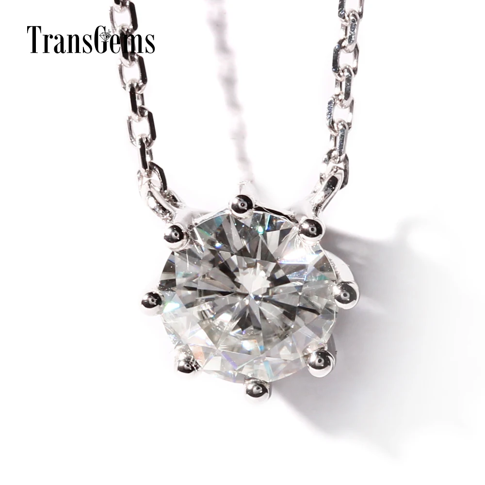 TransGems 1 Carat Lab Grown Moissanite Diamond 8 Prongs Solitaire Pendant Necklace Solid 18K White Gold for Women
TransGems 1 Carat Lab Grown Moissanite Diamond 8 Prongs Solitaire Pendant Necklace Solid 18K White Gold for Women