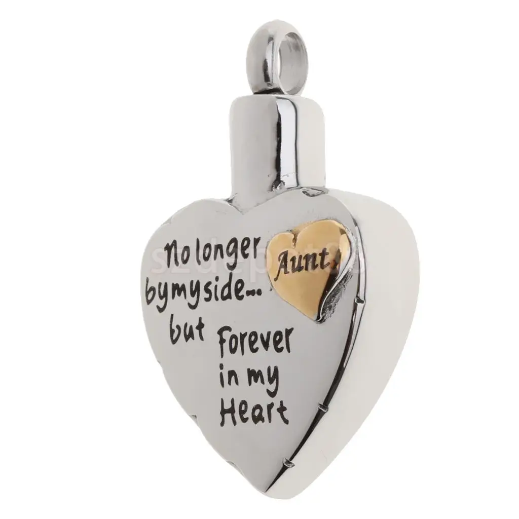 Dad Mom Son Sister Daughter Family Members Love Heart Cremation Urn Stainless Steel Pendant Forever In My Heart
