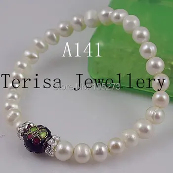 White color Grade AA 6-7MM Natural Fresh Water Pearls made with Cloisonne Size:8mm Length:7.5inch,Elastin Bracelt
White color Grade AA 6-7MM Natural Fresh Water Pearls made with Cloisonne Size:8mm Length:7.5inch,Elastin Bracelt