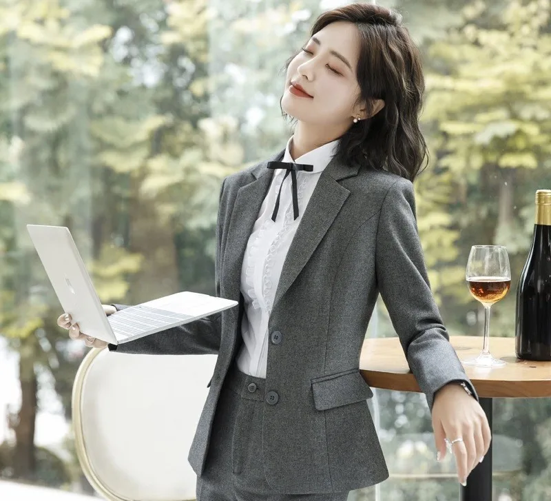 Novelty Gray Formal Blazers and Jackets Coat Long Sleeve Business Women Professional Work Wear Outwear Ladies Office Blaser Tops
Novelty Gray Formal Blazers and Jackets Coat Long Sleeve Business Women Professional Work Wear Outwear Ladies Office Blaser Tops