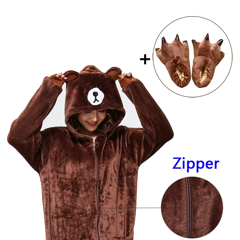 Kigurumi Bear Onesie Slippers Women Men Adult Animal Cartoon Brown Pajama Funny Festival Party Fancy Suit Zipper Button Overalls
Kigurumi Bear Onesie Slippers Women Men Adult Animal Cartoon Brown Pajama Funny Festival Party Fancy Suit Zipper Button Overalls