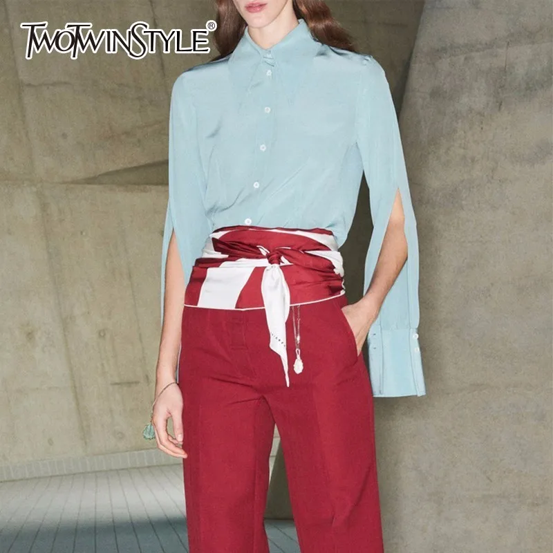 TWOTWINSTYLE Women's Blouse Basic Lapel Collar Lantern Sleeve Large Size Blue Vintage Shirt Female 2019 Spring Fashion New Tops
TWOTWINSTYLE Women's Blouse Basic Lapel Collar Lantern Sleeve Large Size Blue Vintage Shirt Female 2019 Spring Fashion New Tops