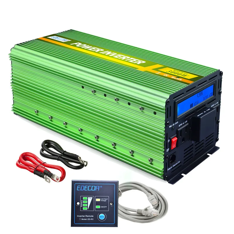 EDECOA Modified sive wave power inverter 12V to 110v 120v 3000W 6000W Peak 50HZ converter with LCD display free shipping
EDECOA Modified sive wave power inverter 12V to 110v 120v 3000W 6000W Peak 50HZ converter with LCD display free shipping