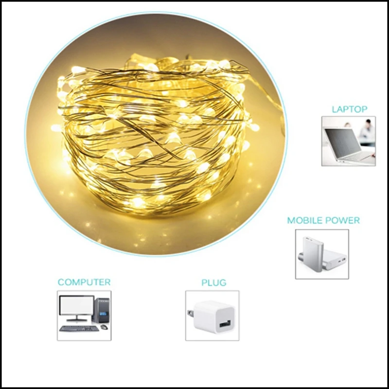 2M 5M 10M Copper Silver Wire USB LED String Lights Waterproof Holiday Lighting for Fairy Christmas Wedding Party Decoration
2M 5M 10M Copper Silver Wire USB LED String Lights Waterproof Holiday Lighting for Fairy Christmas Wedding Party Decoration