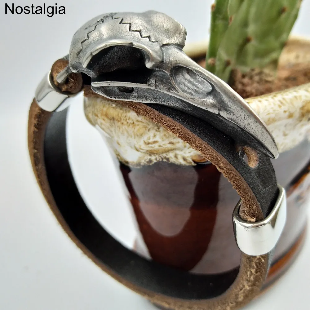 Nostalgia Odin Raven Stainless Steel Viking Jewelry Wicca Skull Men Slavic Leather Bracelet Vikings Accessories Vikingos Bangle
Nostalgia Odin Raven Stainless Steel Viking Jewelry Wicca Skull Men Slavic Leather Bracelet Vikings Accessories Vikingos Bangle