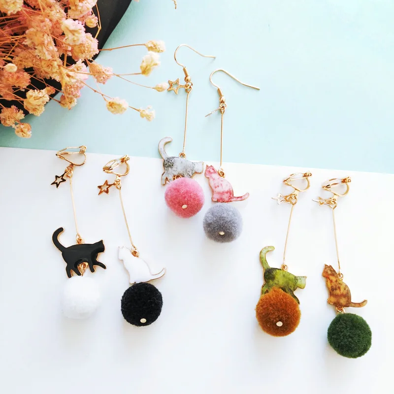 JIOFREE Long section cute cartoon Painted Cat Hair Ball Clip on Earrings Non Pierced for Women girl Earring Jewelry Oorbellen
JIOFREE Long section cute cartoon Painted Cat Hair Ball Clip on Earrings Non Pierced for Women girl Earring Jewelry Oorbellen