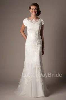 New Cheap Modest Ivory Mermaid Wedding Dress With Sleeves Long Floor Length Cap Sleeves Lace Bridal Gowns Modest
New Cheap Modest Ivory Mermaid Wedding Dress With Sleeves Long Floor Length Cap Sleeves Lace Bridal Gowns Modest