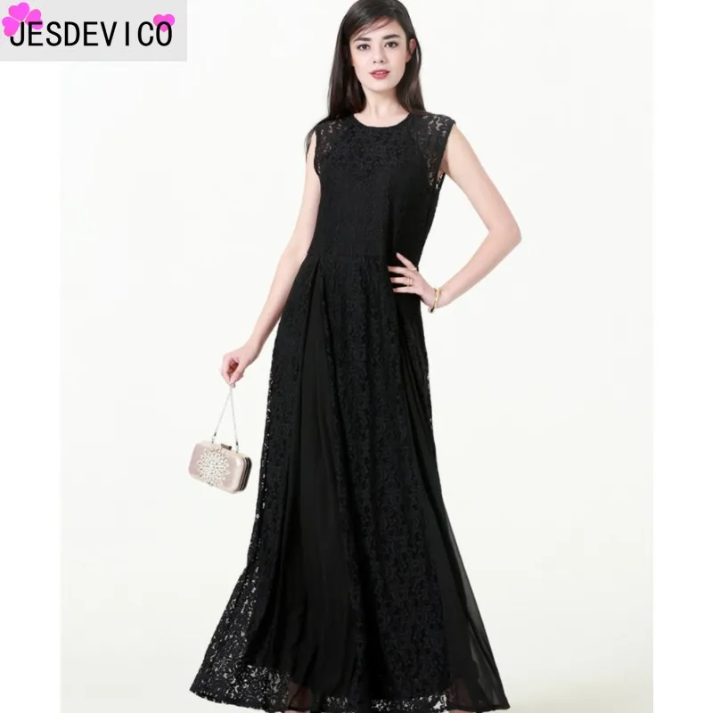 Large size 6XL New Black Maxi Lace Dress Slim Fashion sleeveless O-neck Sexy Hollow Out Work Casual Dresses Women A-line Vestido
Large size 6XL New Black Maxi Lace Dress Slim Fashion sleeveless O-neck Sexy Hollow Out Work Casual Dresses Women A-line Vestido