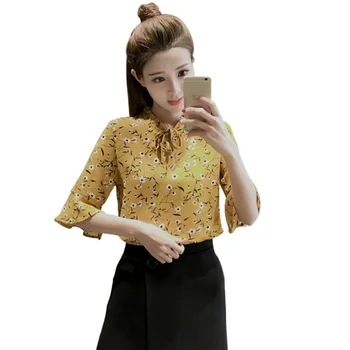 Summer Floral Blouse Printing Shirt Women V-neck Horn Sleeve Chiffon Shirt Korean Fashion Clothing Ladies Tops Loose shirt
Summer Floral Blouse Printing Shirt Women V-neck Horn Sleeve Chiffon Shirt Korean Fashion Clothing Ladies Tops Loose shirt