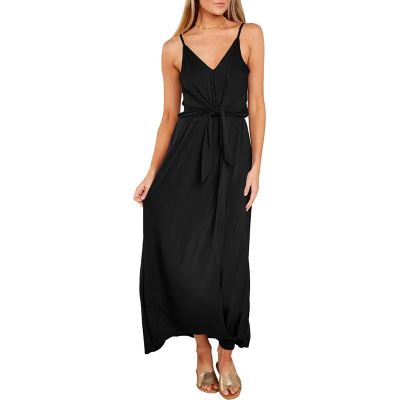 women dress Temperament Deep V summer dress Solid Color Mid-length Sleeveless Sling Casual Dress vestidos de verano
women dress Temperament Deep V summer dress Solid Color Mid-length Sleeveless Sling Casual Dress vestidos de verano