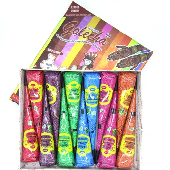 1 Dozen GOLECHA Henna Tattoo Paste Cream Colored Cones, Indian Mehndi 6 Color Red Blue Henna Tattoo Paste For Body Paint 25g
1 Dozen GOLECHA Henna Tattoo Paste Cream Colored Cones, Indian Mehndi 6 Color Red Blue Henna Tattoo Paste For Body Paint 25g