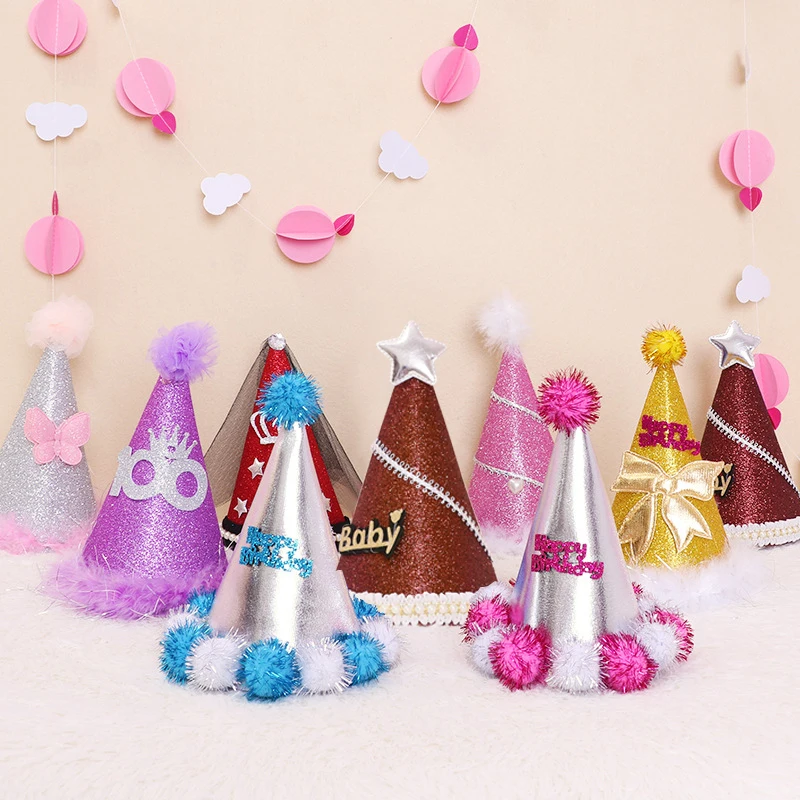 shiny happy birthday party hats 100 days birthday hat with crown festive party photograph caps decoration kids 20 12cm personalized birthday hats personalized birthday hats first birthday from xuol 21 23 dhgate com dhgate com