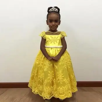 Lovely Yellow Lace Applique Flower Girl Dresses Cap Sleeve Pearls Beading Bowknot Back Prom Gown for Wedding Party Pageant
Lovely Yellow Lace Applique Flower Girl Dresses Cap Sleeve Pearls Beading Bowknot Back Prom Gown for Wedding Party Pageant