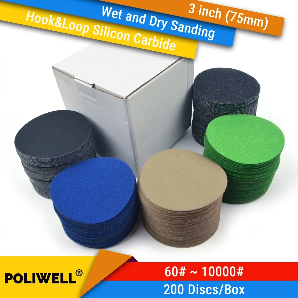 200PCS/Box 3 Inch(75mm) Silicon Carbide Hook&Loop Waterproof Sanding Discs for Wet/Dry Sanding Power Tools Polishing Accessories
200PCS/Box 3 Inch(75mm) Silicon Carbide Hook&Loop Waterproof Sanding Discs for Wet/Dry Sanding Power Tools Polishing Accessories