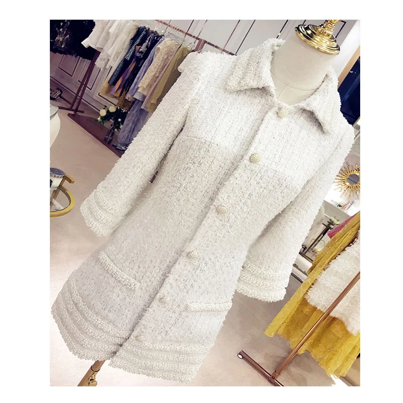 KENVY Brand fashion women's high-end luxury winter elegant button pearl tweed lapel Coat
KENVY Brand fashion women's high-end luxury winter elegant button pearl tweed lapel Coat