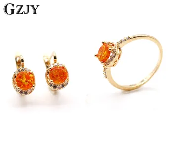 GZJY Beautiful Round Jewelry Set Charm Orange Fire Opal Gold Color Earrings Ring Set For Women Party Jewelry Wholesale
GZJY Beautiful Round Jewelry Set Charm Orange Fire Opal Gold Color Earrings Ring Set For Women Party Jewelry Wholesale