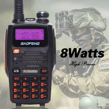 Baofeng A-52 II 8W powerful walkie talkie 10km long range Transceiver Dual Band handheld portable Two Way cb Radio for hunting
Baofeng A-52 II 8W powerful walkie talkie 10km long range Transceiver Dual Band handheld portable Two Way cb Radio for hunting