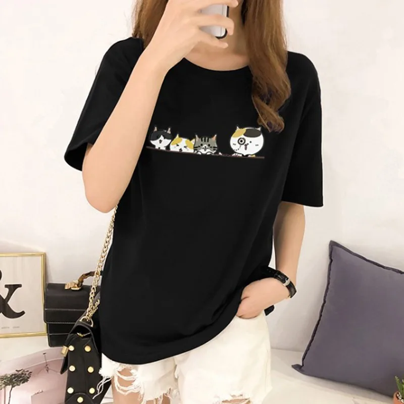 New Harajuku T Shirt Women Cartoon Cats Printed Short Sleeve Tshirt Female Round Neck Loose Casual Tops Korean Fashion T-Shirt
New Harajuku T Shirt Women Cartoon Cats Printed Short Sleeve Tshirt Female Round Neck Loose Casual Tops Korean Fashion T-Shirt