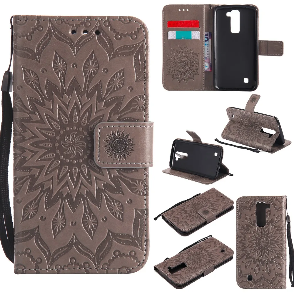 Relief Sun Leather Case For LG K7 5.0 inch Wallet Stand Cover for X210ds X210 MS330 K330 With Card Holder Cases bags capa | Мобильные