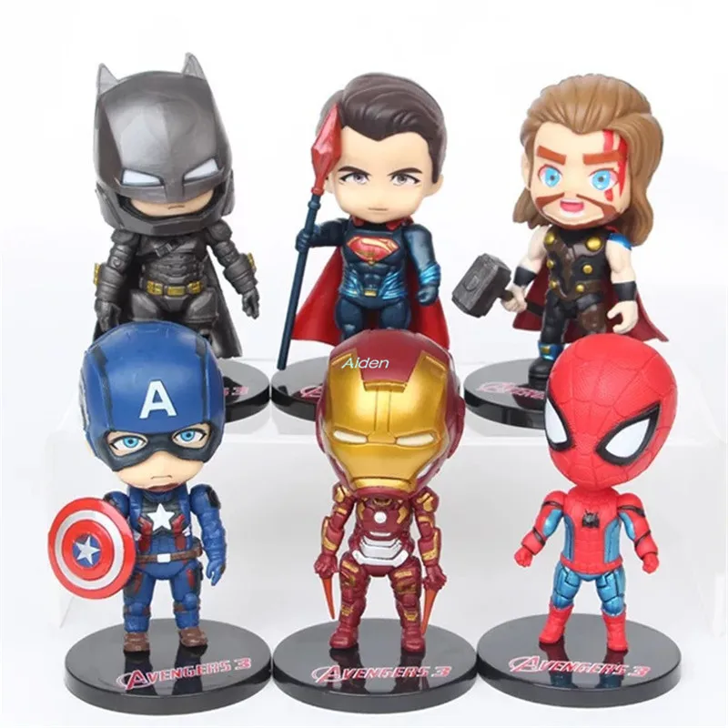 6 Pcs/set Avengers: Endgame Superhero Hulk Captain America Wonder Woman Thor Q Version PVC Action Figure Toy OPP 10CM B2260
6 Pcs/set Avengers: Endgame Superhero Hulk Captain America Wonder Woman Thor Q Version PVC Action Figure Toy OPP 10CM B2260