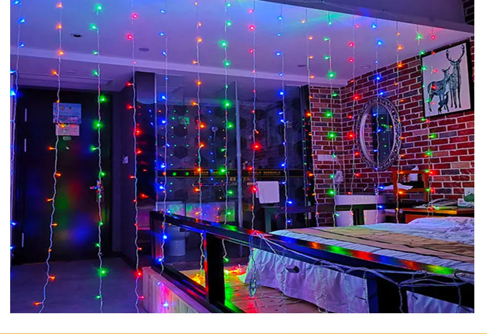 300LEDs Christmas Holiday Lighting 3X3 Meters 18W IP44 Waterproof Xmas Garden Garland Indoor Bedroom Curtain Decoration Lamps (20)