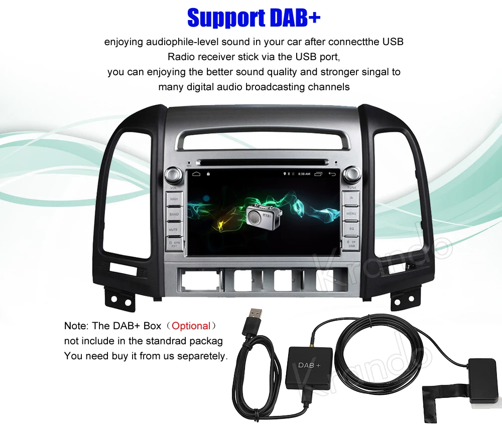 Krando Hyundai Santa Fe 4 hole Android car radio gps navigation multimedia system (5)