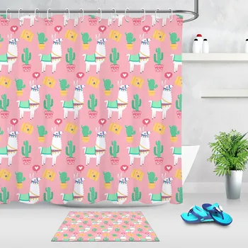 LB White Alpaca Green Tropical Cactus Pink Shower Curtain with Mat Custom Luxury Waterproof Bathroom Fabric For Bathtub Decor
LB White Alpaca Green Tropical Cactus Pink Shower Curtain with Mat Custom Luxury Waterproof Bathroom Fabric For Bathtub Decor