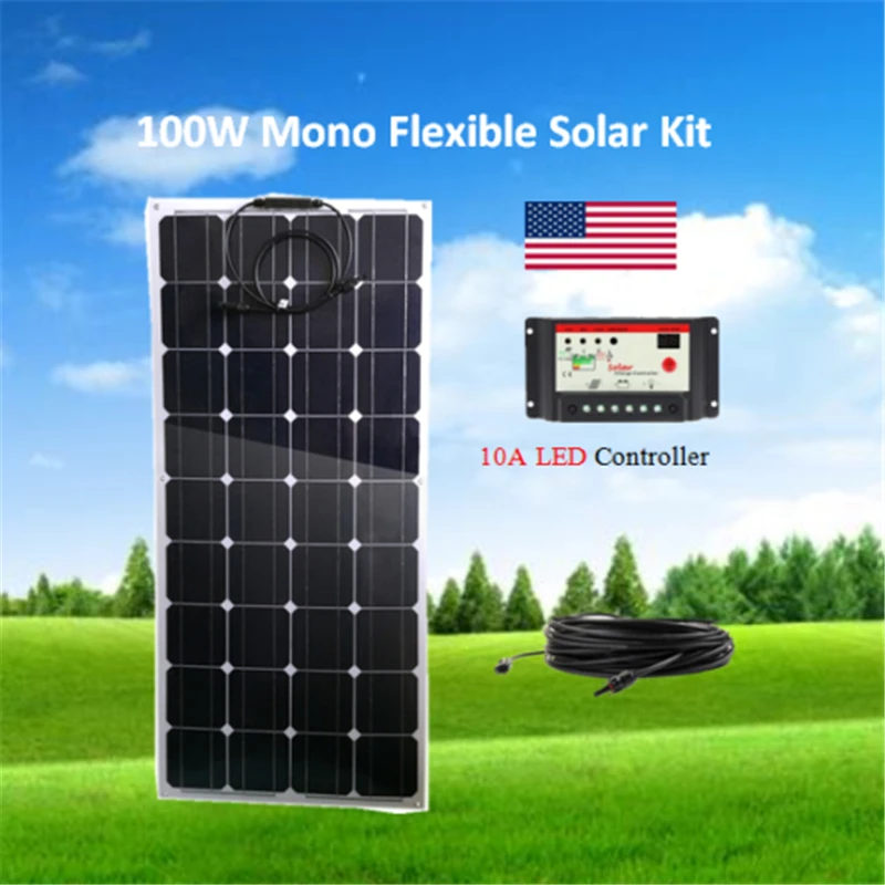 Solar Panel flexible 100W solar system Photovoltaic solar panel+10A 12V/24V Solar Controller+5M solar cable
Solar Panel flexible 100W solar system Photovoltaic solar panel+10A 12V/24V Solar Controller+5M solar cable