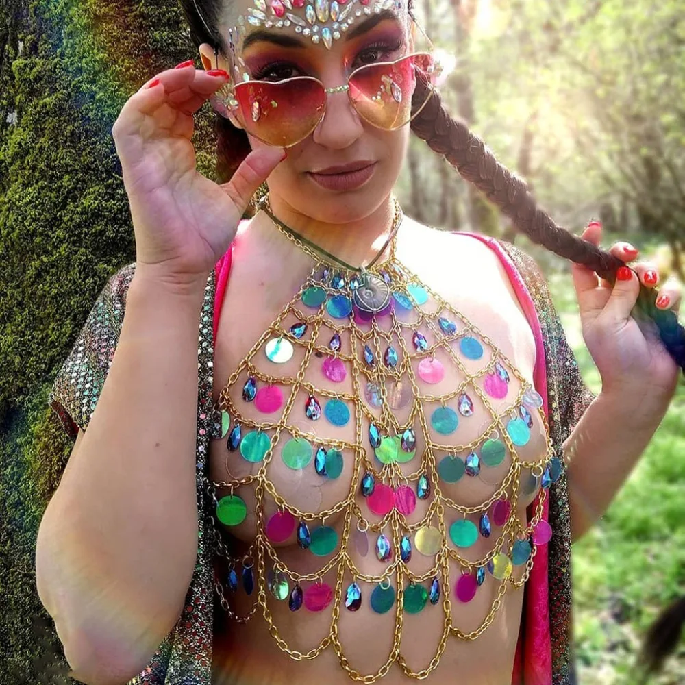 Sexy Sequins Body jewelry Shiny Bikini Bra Body Colorful Harness Choker Body jewelry Costume Nightclub Body Jewelry
Sexy Sequins Body jewelry Shiny Bikini Bra Body Colorful Harness Choker Body jewelry Costume Nightclub Body Jewelry