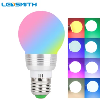 

E27 E14 LED RGB Bulb Lamp AC110V 220V 3W Spot Light Dimmable Magic Holiday RGB Lighting 16 Colors 270 Degree IR Remote Control