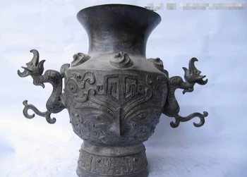 USPS to USA S1044 10 Chinese exquisite classic pure bronze Copper Carved demijohn kylin Vase Pots 
USPS to USA S1044 10 Chinese exquisite classic pure bronze Copper Carved demijohn kylin Vase Pots