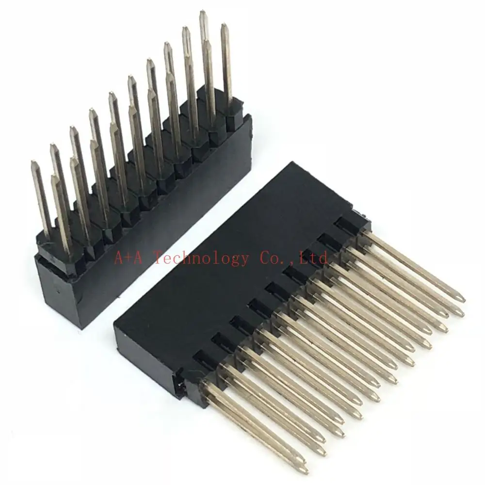 5PCS 2x10 PIN double Row Straight FEMALE PIN HEADER 2.54MM PITCH pin long 12MM Strip Connector Socket 210 20 PIN 2x10pin pc104 1